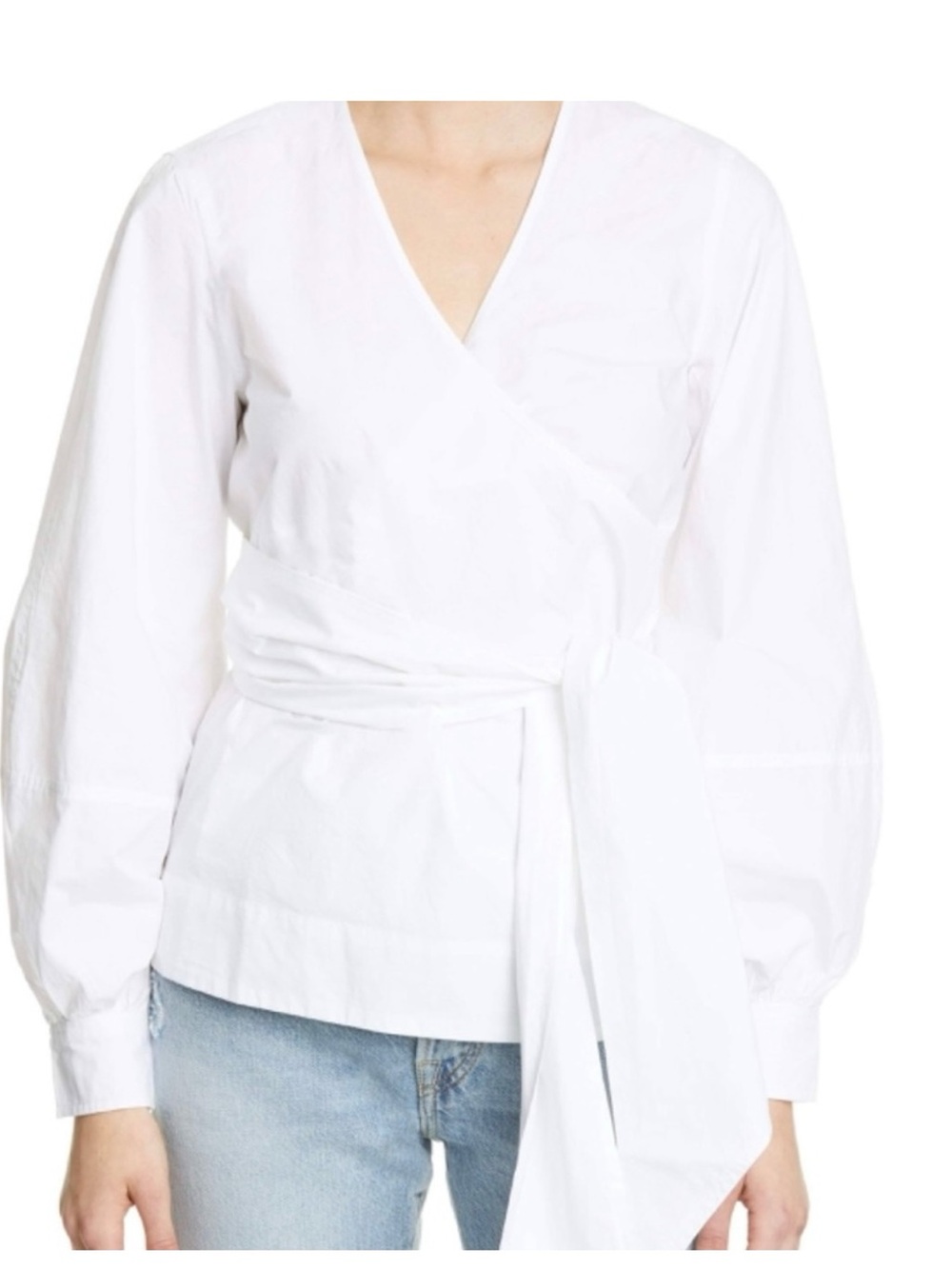 Ganni White Cotton wrap Shirt